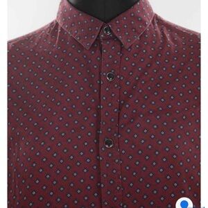 Men's Burgundy Patterned Shirt